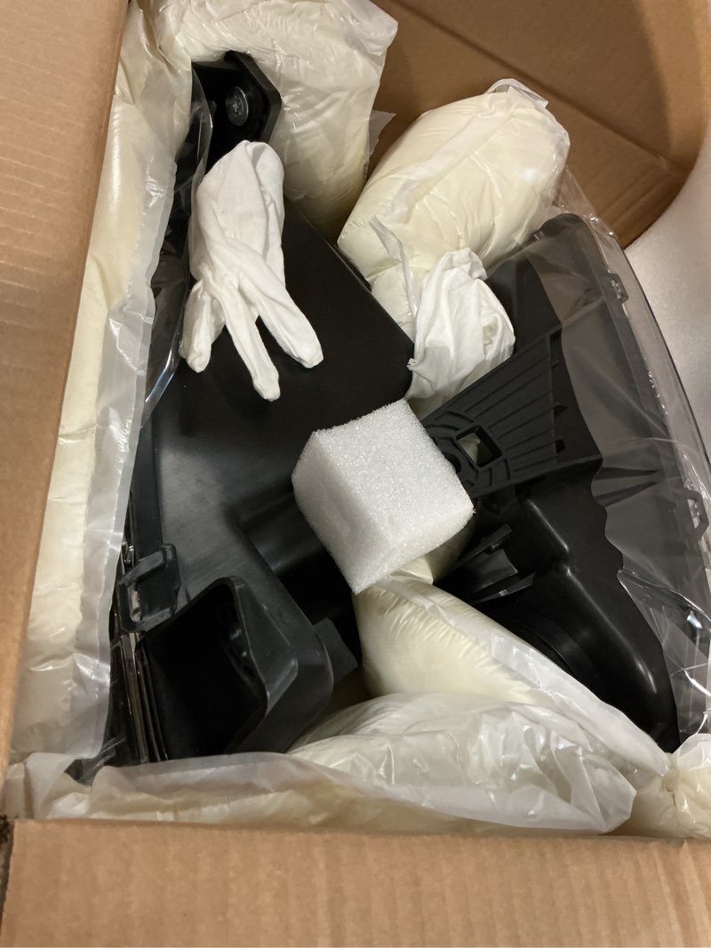 Condition photo showing As Is for headlights assembly compatible with 2011-2013 jeep grand cherokee 2011-2017 compass halogen headlamp assembly driver and passenger side (white)