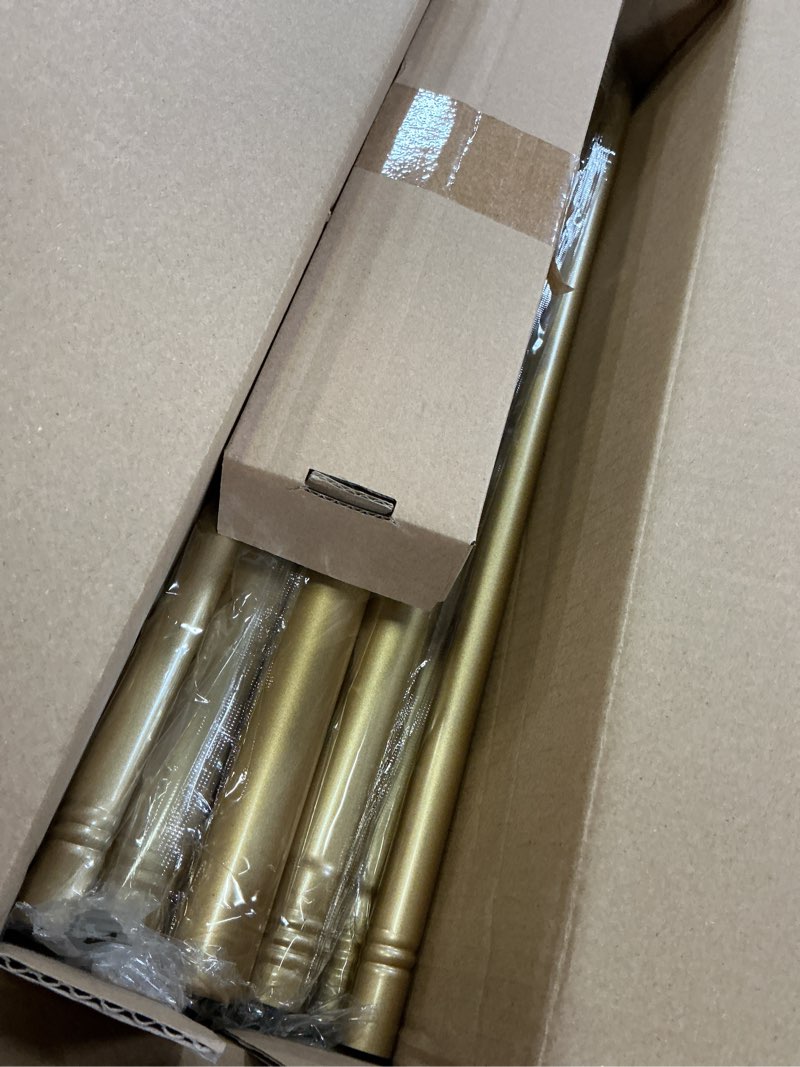 Condition photo showing Good Condition for double curtain rod 36-122 inch, gold long dual curtain rods for windows, 1 inch decorative adjustable heavy duty telescopic spliced window treatment rods for bedroom living room farmhouse gold 36"-122"