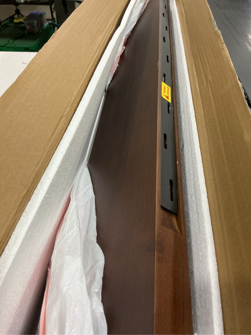 Condition photo showing As Is for axeman floating shelves, 8 inch deep modern solid wood wall shelves for storage, wall mounted display shelving with invisible heavy-duty metal bracket, 48" w x 8" d x 1.6" h, walnut special walnut 48" w, 1-pack