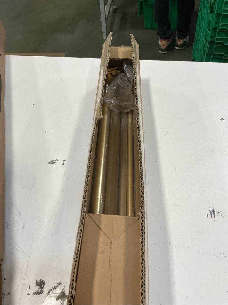 Condition photo showing Good Condition for 1 Inch Modern Gold Double Curtain Rod Set - Tension rods for windows 28 to 48 inchs- Luxury Translucent Finials with Holdbacks -BHSRODS Home Double Window Rods for Living Room & Bedroom