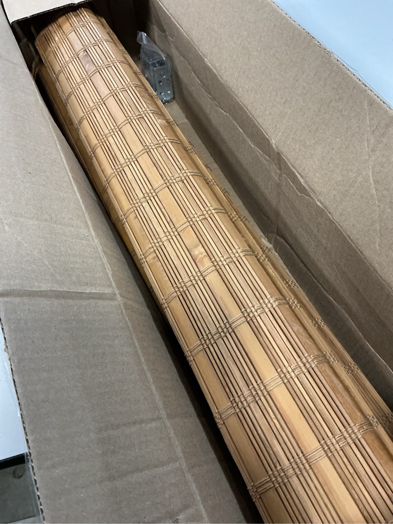 Condition photo showing As Is for cordless bamboo roman shades, roll up bamboo window shades for interior windows, home and garden, light filtering (30''w x 72''h) 30"w x 72"h color 3