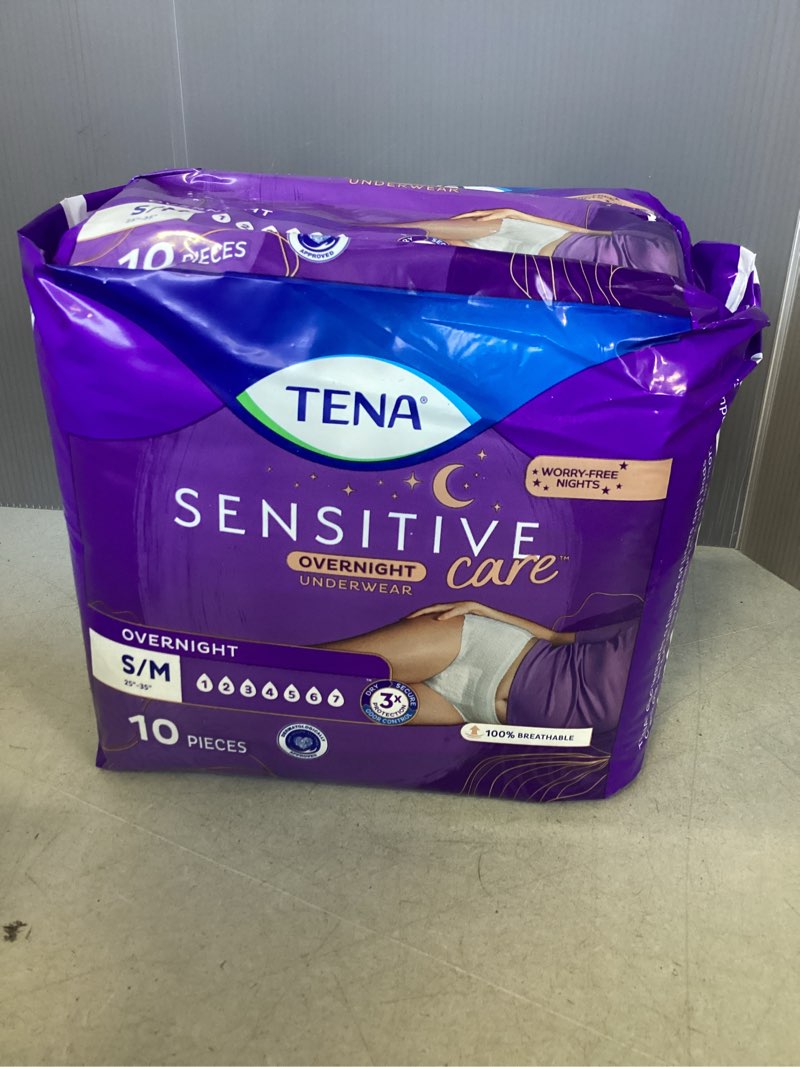 2-pack Tena Sensitive Care Incontinence Overnight Underwear for Women S/M, 10-counts