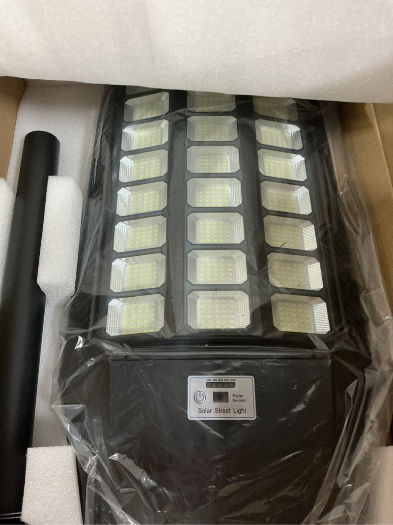 Condition photo showing New/Like New for Deepn Solar Lights Outdoor 9000W, Commercial Grade Street Lights for Outside, Solar Parking Lot Lights, Dusk to Dawn LED Security Flood Light Motion Sensor with Remote Control, LA078W, 1 Pack