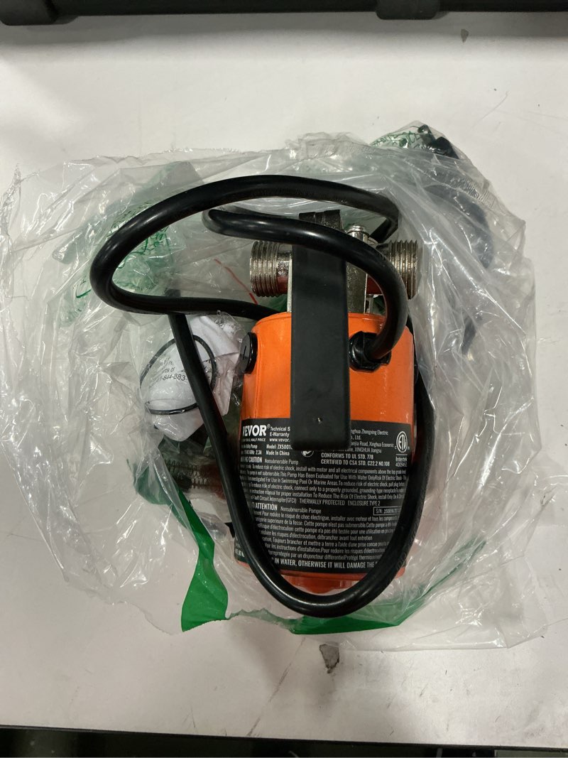 Condition photo showing As Is for VEVOR Water Transfer Pump 115V, Utility Pump, 360 GPH Larger Flow, 46FT High-Lift, 1/10 HP Portable 