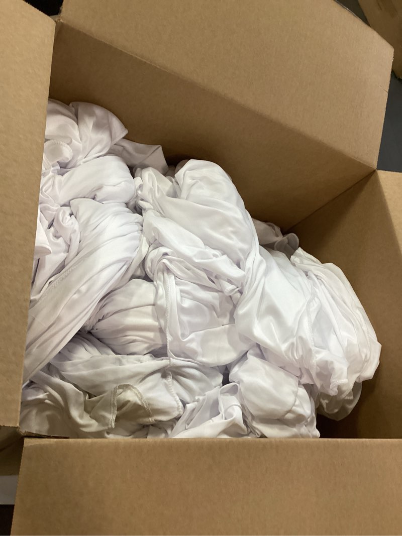 Condition photo showing As Is for White table cloths, size unknown 