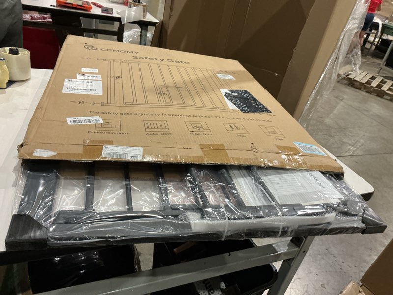 Condition photo showing Good Condition for similar to comomy 29.5-43.3\" safety baby gate extra wide, auto close dog gate for house doorways stairs, pressure mounted easy walk through pet gate child gate, includes 2.75\" and 8.25\" extension, black black 30\"tall 43.3\"wide