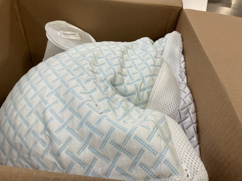 Condition photo showing Good Condition for Shredded Memory Foam Cooling Soft Pillow Queen Size, Adjustable Hypoallergenic Hotel Quality Pillow for Back, Stomach and Side Sleeper, Bamboo Viscose Cover, Oeko-TEX Certified Queen (Pack of 1)