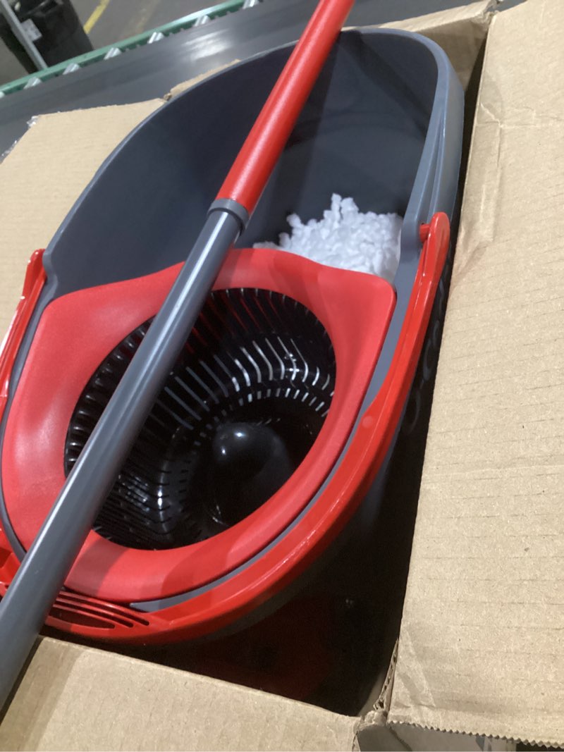 Condition photo showing New/Like New for o-cedar easywring microfiber spin mop, bucket floor cleaning system, red, gray, standard easywring spin mop & bucket