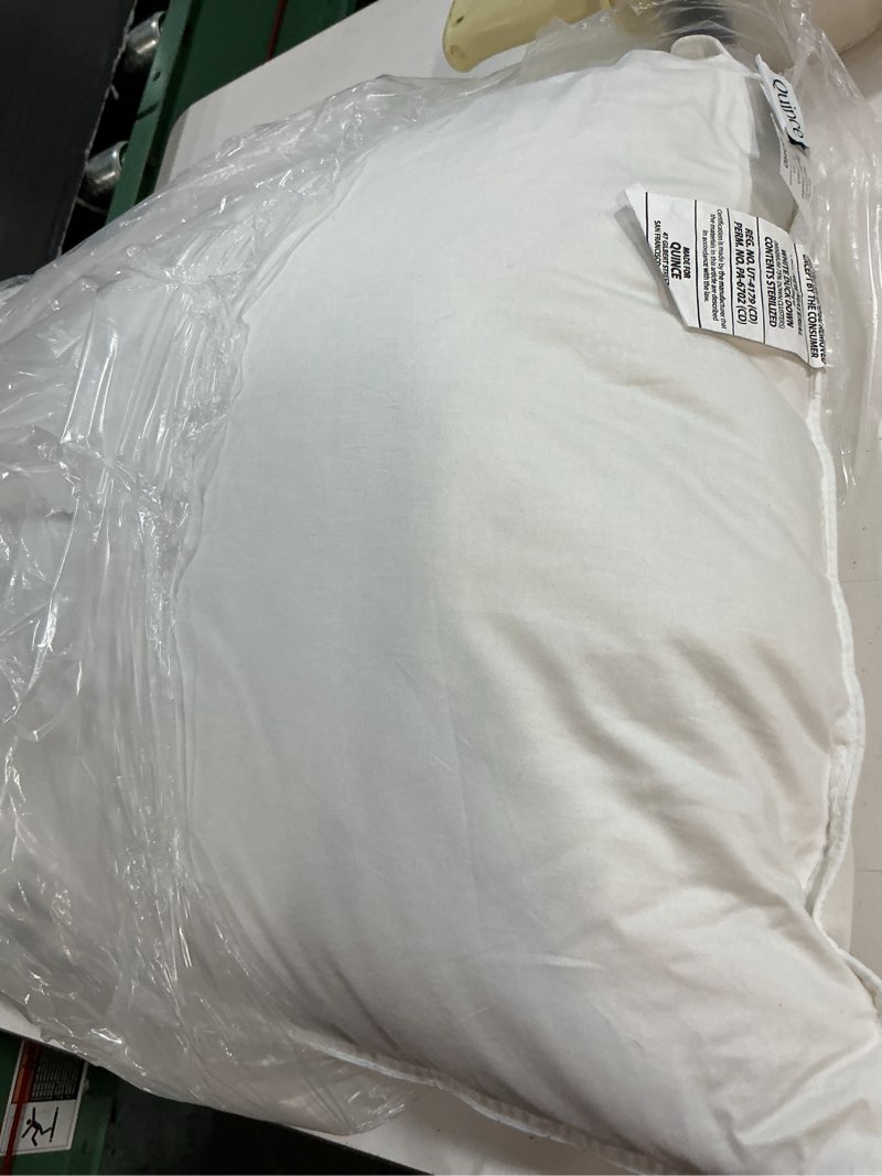 Condition photo showing As Is for quince  premium down pillow, standard, firm