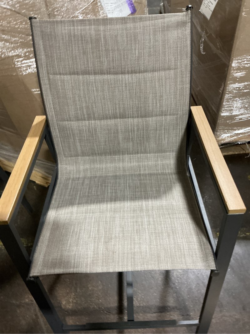 Condition photo showing Good Condition for style selections waterline 3 -piece gray balcony height patio dining set steel square table with 2 chairs