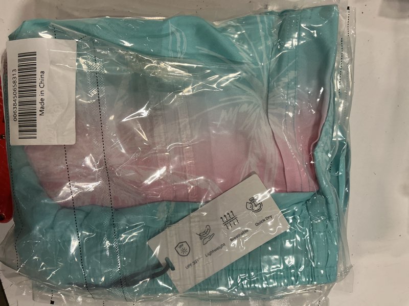 Condition photo showing New/Like New for xl cozople mens swim with compression liner gradient color coconut gree beach bathing suits with inner compression shorts lining swimsuit