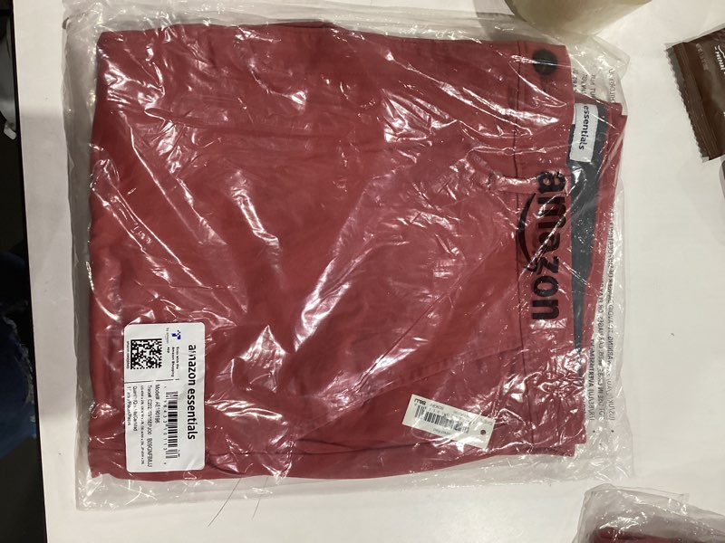 Condition photo showing New/Like New for Amazon Essentials Mens Athletic-Fit Casual Stretch Chino Pant (Available in Big & Tall) 40W x 29L Raspberry Red
