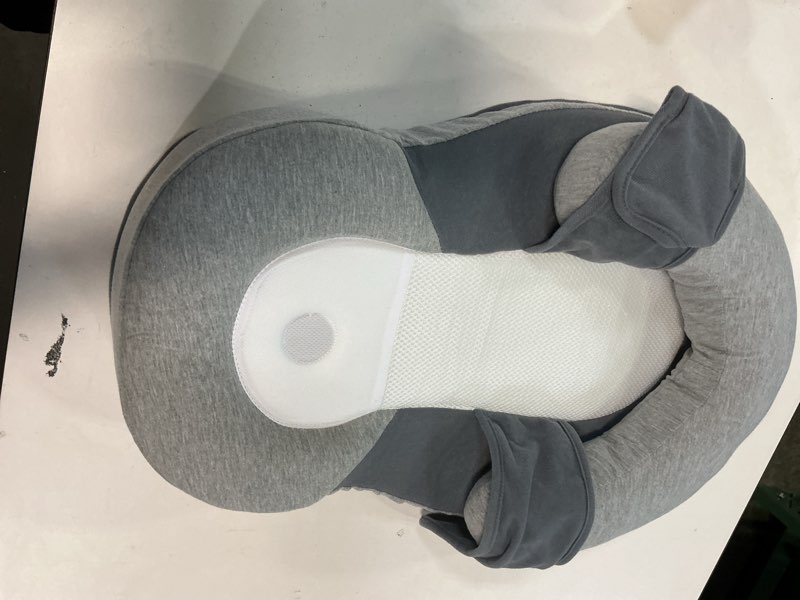 Condition photo showing As Is for Baby Pillow White Gray