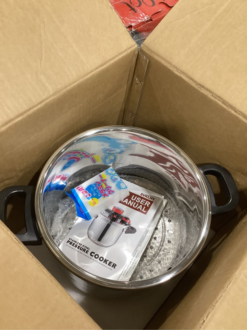 Condition photo showing New/Like New for 3-In-1 304 Stainless Steel Pressure Cooker 13 Quart: [Explosion-Proof] [3 PSI Settings], One-Hand Locking Pressure Canner, Induction Compatible, Glass Lid & Steamer Rack Included, Olla de Presion 13 Quarts