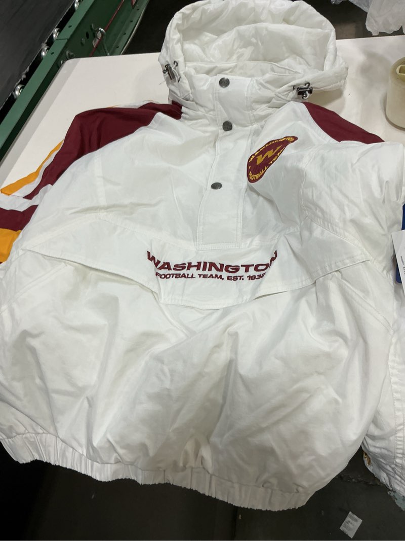 Condition photo showing Good Condition for starter men's white/burgundy washington football team thursday night lights raglan half-snap hoodie jacket xxl
