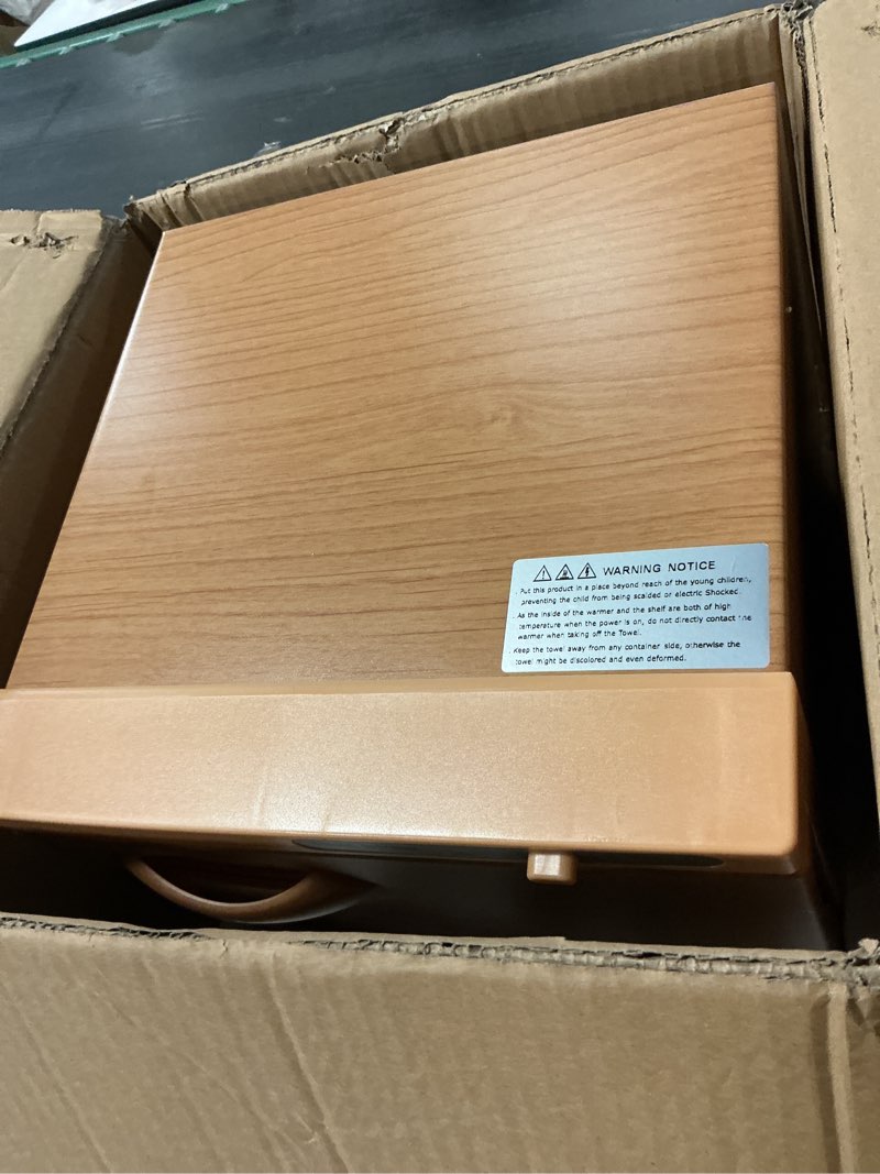 Condition photo showing As Is for towel warmer cabinet, 8l hot spa small towel warmer heating use for facial spa, hair beauty, salon equipment and home - wood wood-like