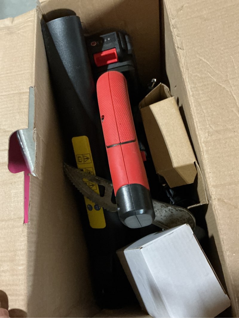 Condition photo showing As Is for mzk cordless leaf blower,20v battery powered electric blower for lawn care, electric lightweight leaf blower for blowing leaves, patio cleaning, lawn care and dust(2 * 2ah battery & charger included)