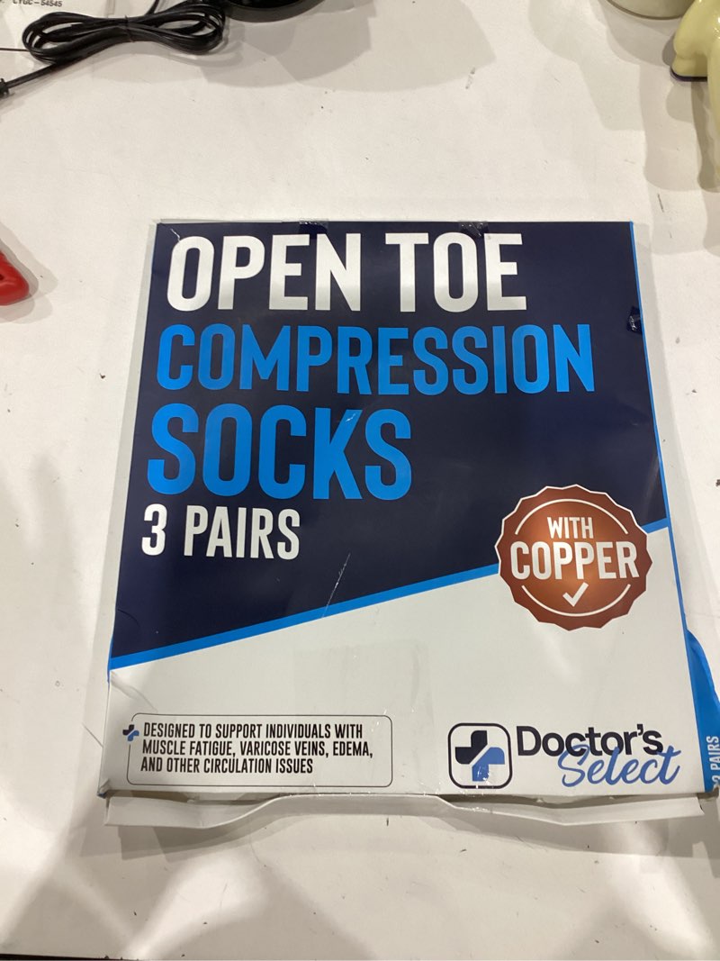 Condition photo showing As Is for Doctor's Select 3 Pairs Copper Toeless Compression Socks Women & Men - 20-30 mmHg Open Toe Compression Socks Knee High Women Black - 3 Pairs XX-Large