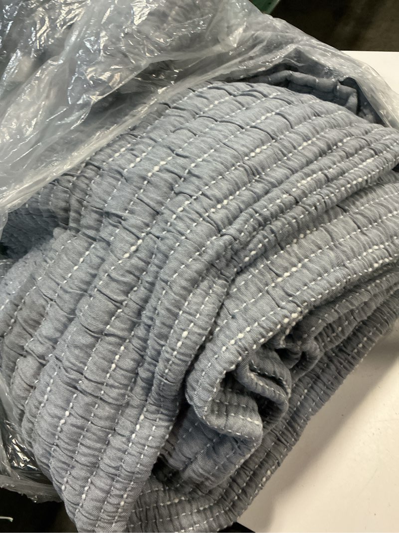 Condition photo showing Good Condition for organic cotton channel stitch coverlet set, full/queen, blue