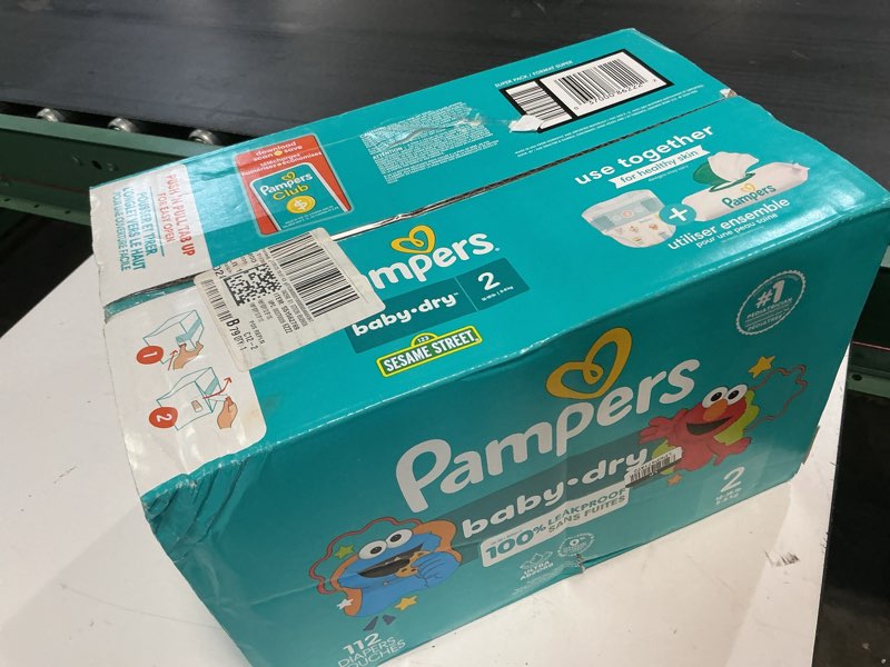 Condition photo showing New/Like New for pampers diapers - baby dry - size 2, 112 count, absorbent disposable infant diaper (packaging may vary) size 2 112
