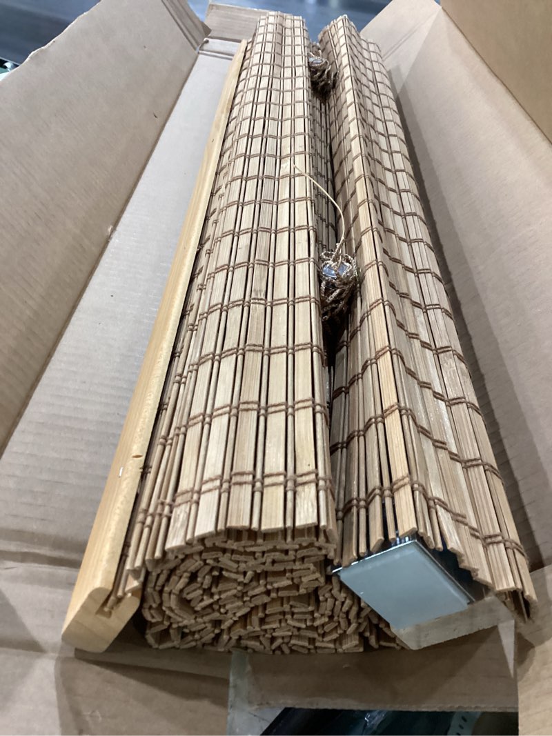 LazBlinds No-Drill Cordless Roman Shade - Light Filtering Natural Wood, Easy Install Bamboo Blind fo