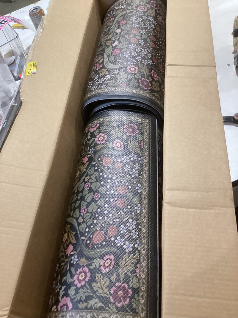Condition photo showing Good Condition for collive kitchen mats for floor 2pcs, cushioned anti fatigue rugs non-slip waterproof kitchen sink mat, green floral standing mat for bar, office, desk, home decor green 20"x47"+20"x32"