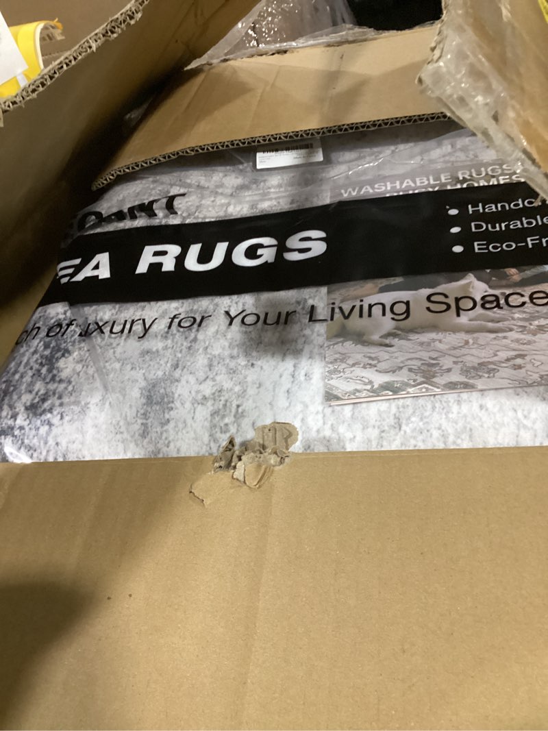 Condition photo showing New/Like New for 8x10 area rug for living room:washable modern neutral abstract rug with low pile non slip soft thin large indoor carpet for bedroom dining room home office decor - grey blue grey blue 8' x 10' (rectangular)