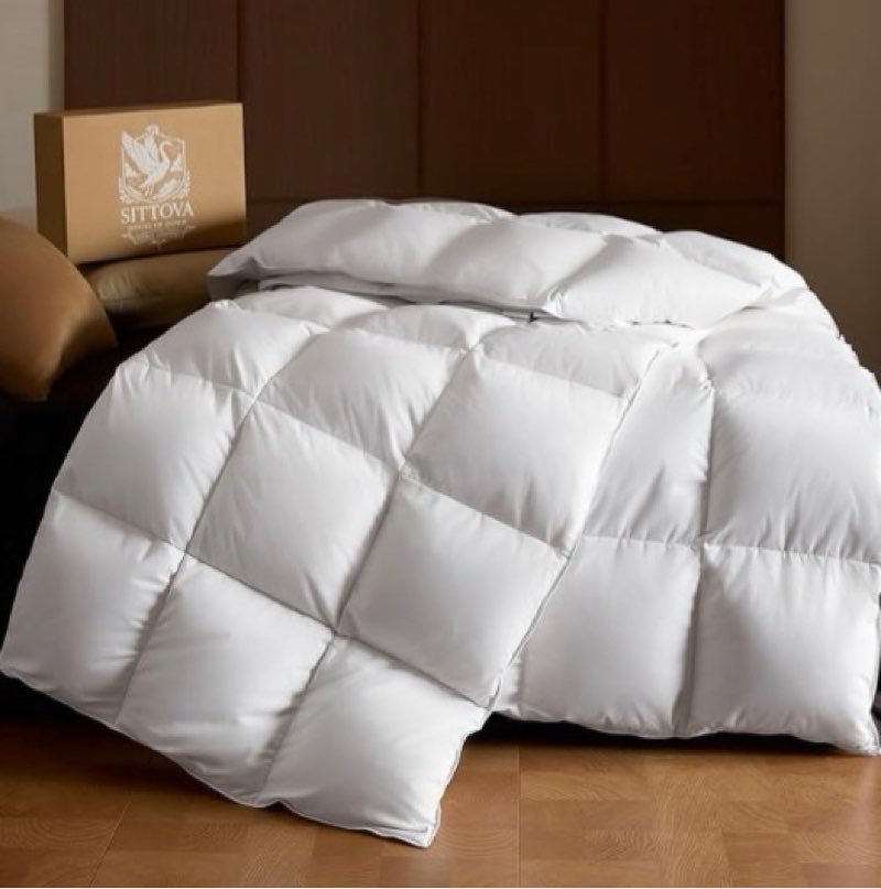 goose down fiber comforter king size – summer hotel quality duvet insert, high fill power, ultra soft 100% cotton, box-stitched, breathable, lightweight luxurious white cooling comforter, 90"x 106"