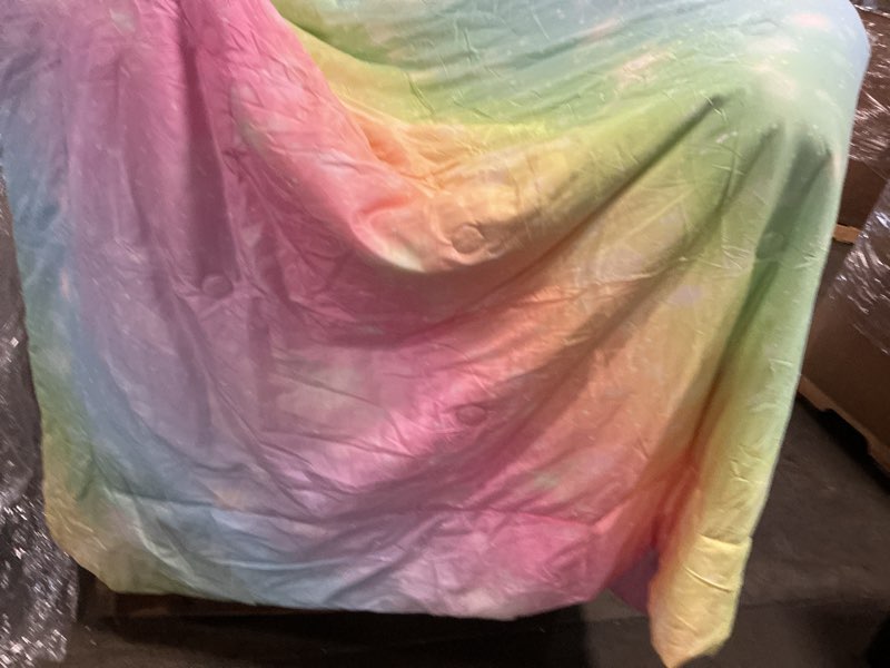 Condition photo showing As Is for (only one piece)  twin rainbow bedding comforter set tie dye pastel