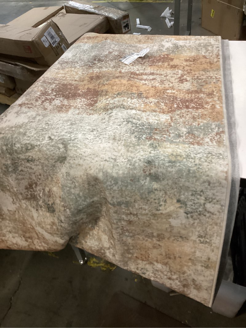 Condition photo showing Good Condition for 12x6Area Rugs Machine Washable Rug for Living Room, Modern Printed Rug Indoor Soft Area Rug for Bedroom Dining Room, Ultra-Thin Low Pile Carpet with Non Slip Rubber Backing, Beige Gray Beige Gray 12x6