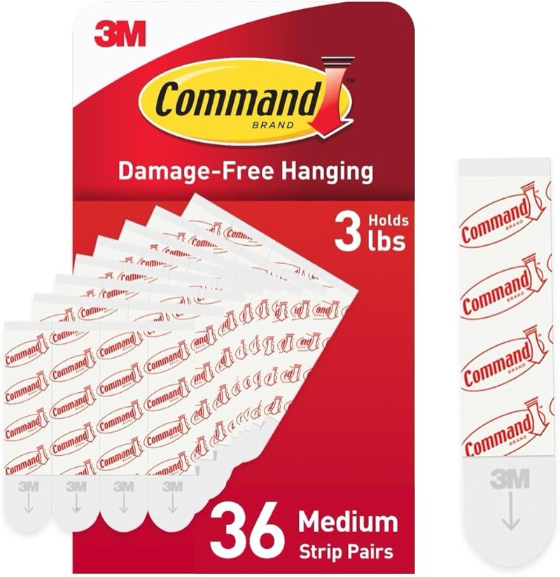Command Medium Refill Strips, 36 Command Strips, Damage-Free Hanging, Reuse Medium Indoor Wall Hooks
