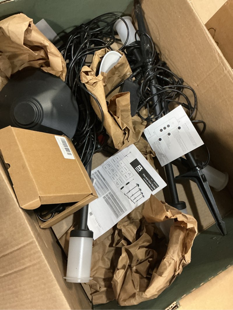 Condition photo showing As Is for 4 pack dusk to dawn outdoor pathway lights?dimmable led landscape path lights, timer & memory function, ip65 waterproof wired low voltage landscape lighting with transformer