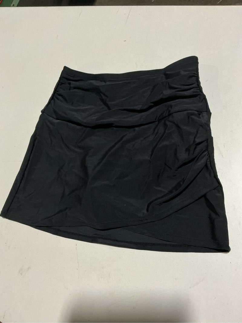 Condition photo showing Good Condition for GRAPENT Women's High Waisted Built-in Brief Bikini Tankini Bottoms Ruched Shirred Tulip Hem Swimsuits Swimwears Bathing Suits Swim Skirts Black Size Small Size 4 Size 6