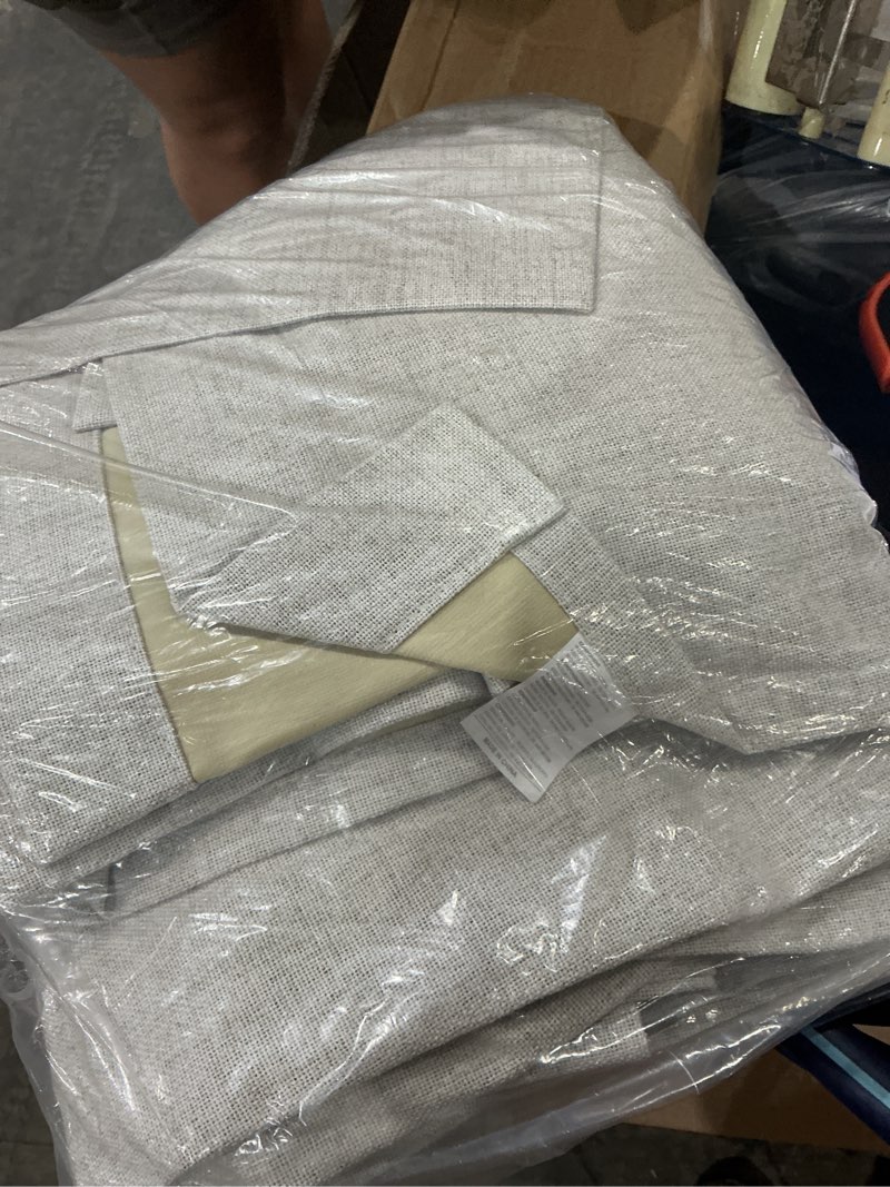 Condition photo showing As Is for miulee linen texture curtains for bedroom light cream 100% blackout thermal insulated linen curtains
