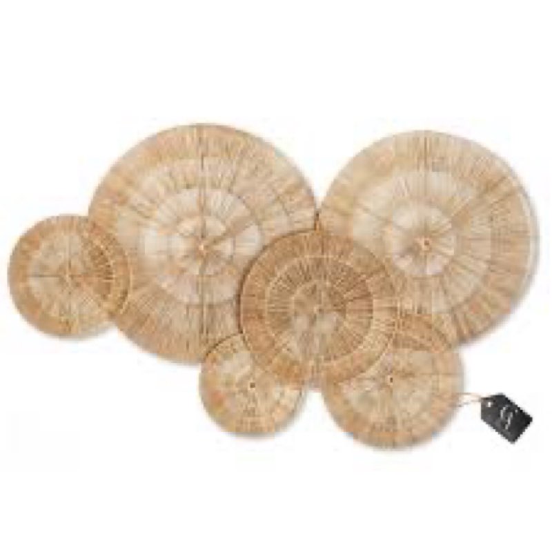 CHI AN HOME Wicker 23 Inch Jute Wall Decor Baskets, Set of 6 Extra Large Woven Jute Wall Plates, 23"