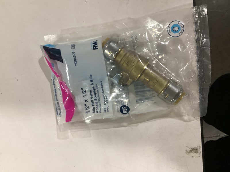 Condition photo showing As Is for sharkbite max 1/2-in push-to-connect brass slip ball valve