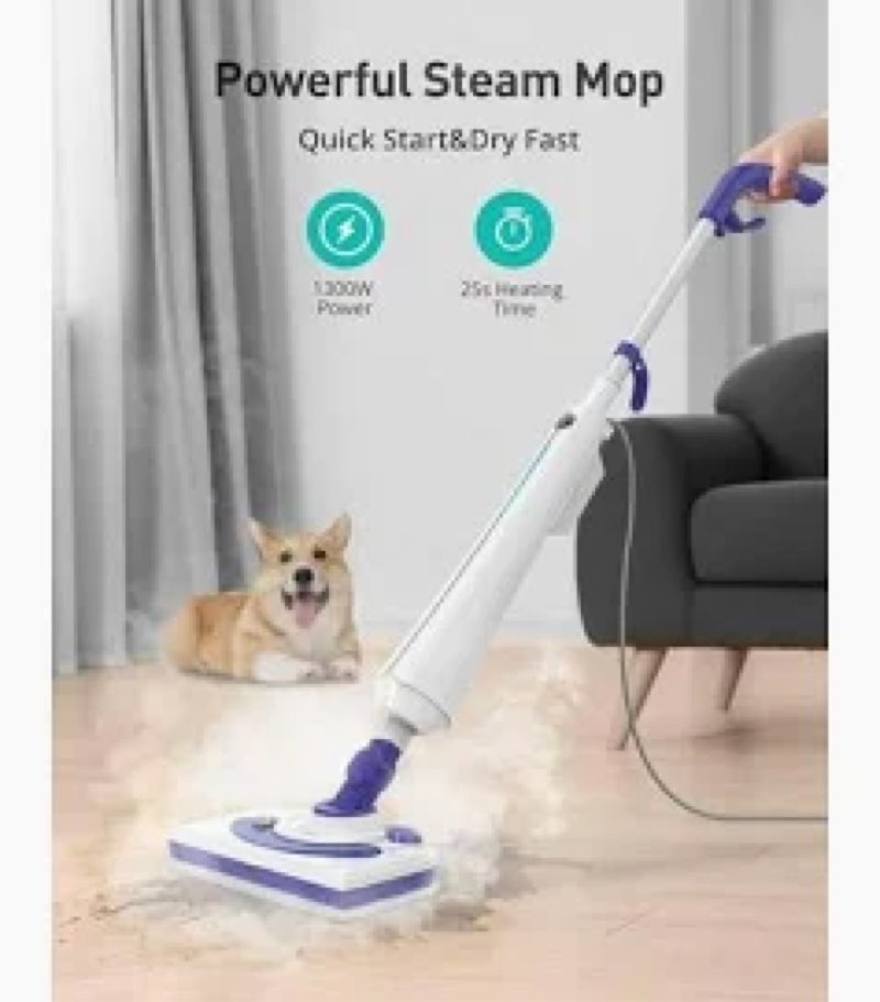 professional steam mop cleaner, 1300w floor steamer with detergent chamber, 25s heat up, lightweight