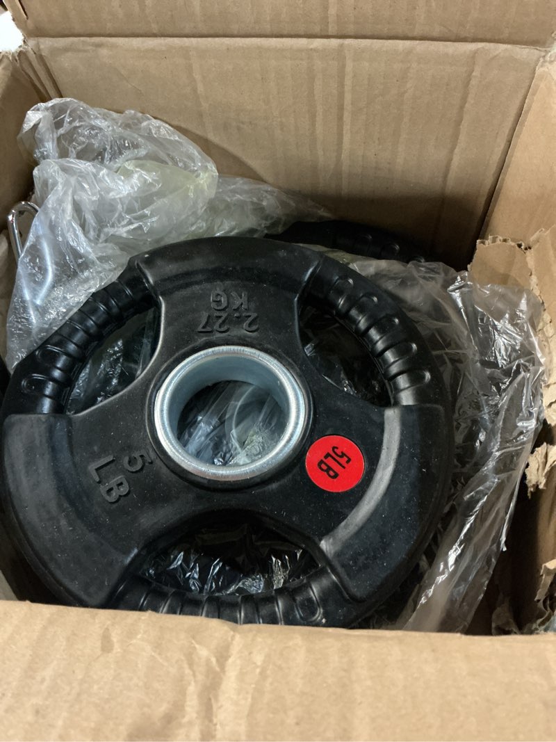 Condition photo showing Good Condition for fitvids olympic 2-inch cast iron plate weight plate for strength training and weightlifting, rubber coate style, 35lb set