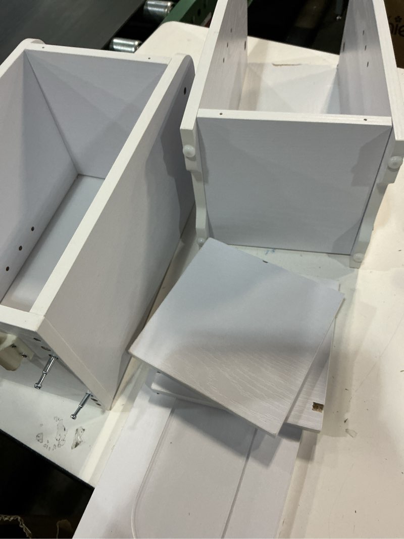 Condition photo showing As Is for Hzuaneri Bathroom Storage Cabinet, Small Corner Floor Cabinet with Doors and Adjustable Shelf, Narro