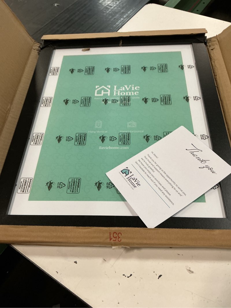 Condition photo showing Good Condition for americanflat 16x20 picture frame with polished plexiglass - use as 12x16 frame with mat or display 16x20 photo without mat - streamline collection - thin border picture frames for wall - black black 16x20 with 12x16 mat 1 pack