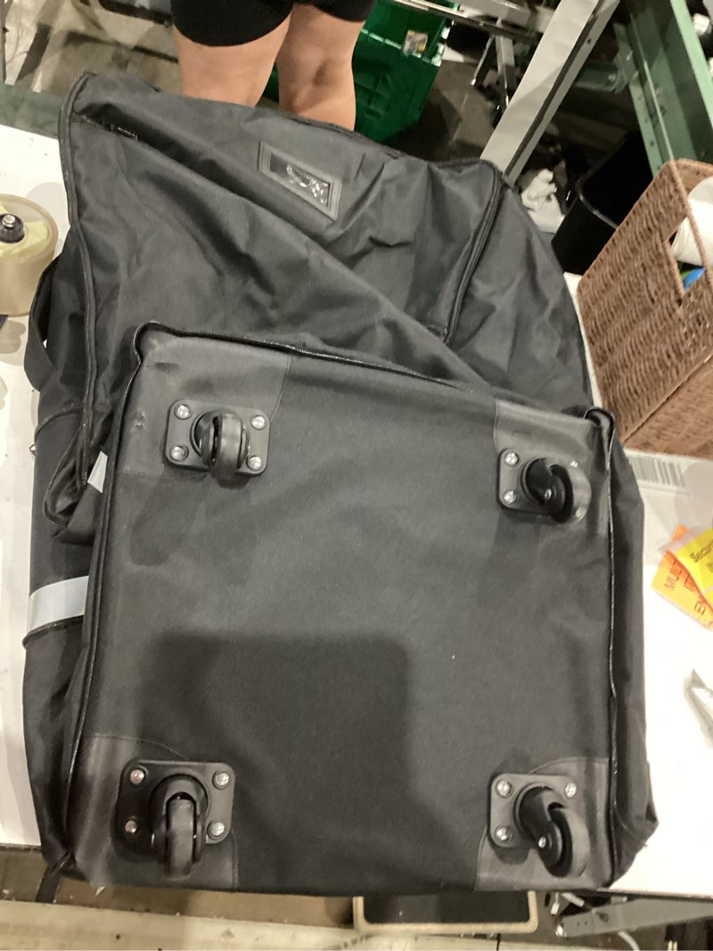 Condition photo showing As Is for automiim carseat travel bag for airplane with swivel wheels 