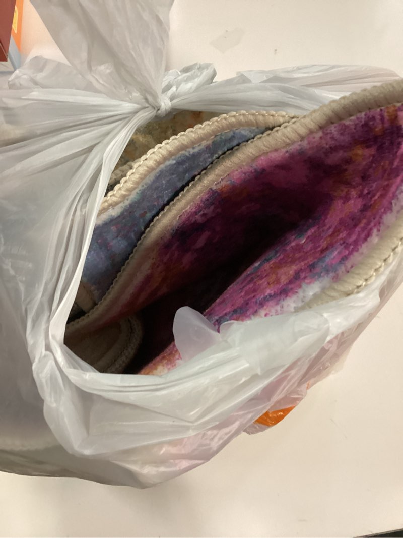 Condition photo showing Good Condition for Lahome Modern Abstract Runner Rug - 2x4.3 Colorful Kitchen Long Bathroom Rugs Non Skid Laundry Room Mat, Rainbow Slip Machine Washable Carpet for Bedroom Entryway Doorway 2' x 4.3' 2' x 4.3' Galaxy