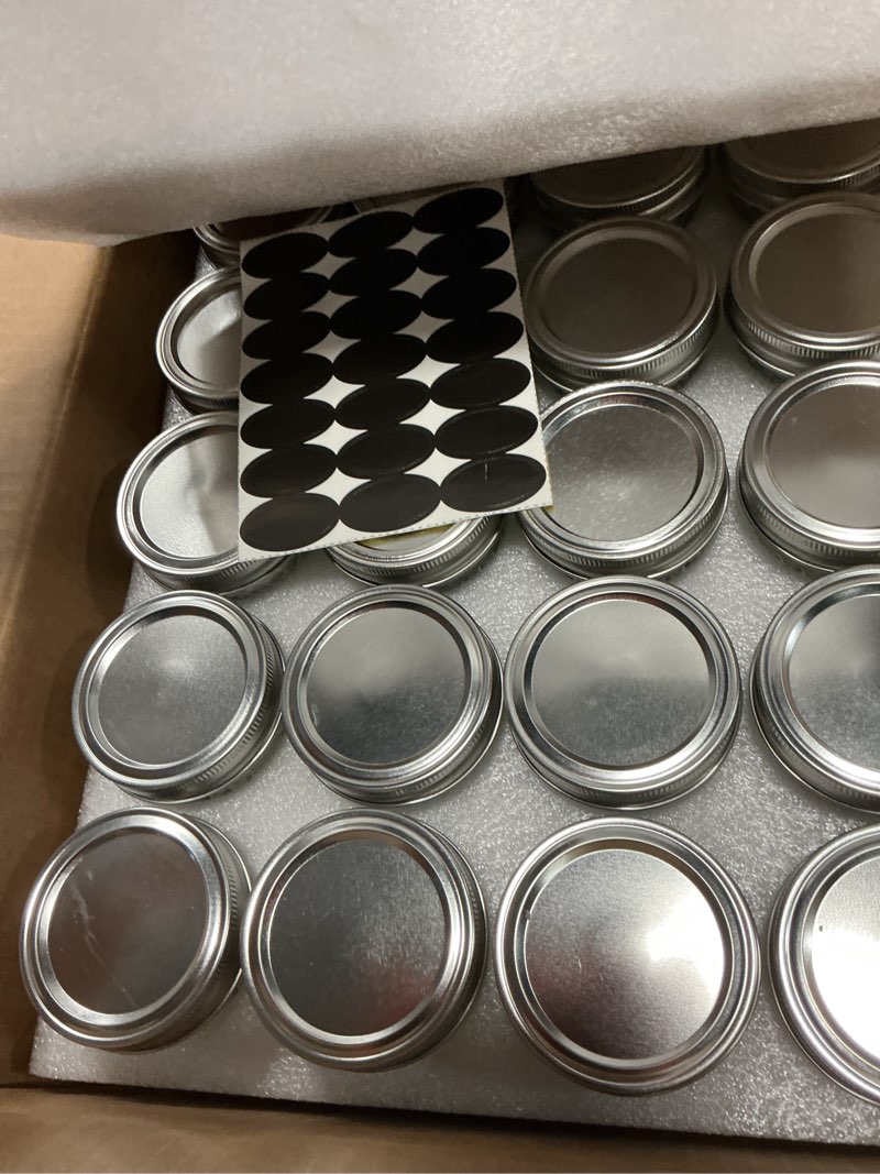 Condition photo showing New/Like New for cyclemore 40 pcs 4oz clear glass mini mason jars with silver separable lids and diamond appearance, small canning jars spice jars for honey, jam, jelly, wedding favors, kitchen food storage