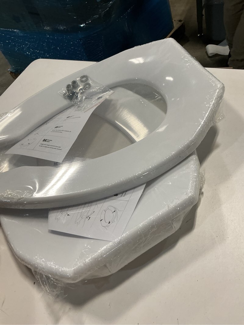 Condition photo showing New/Like New for commercial heavy duty open front toilet seat without cover, thickened material, never loosen, round, white (16.5”)1-pack round-1-pack