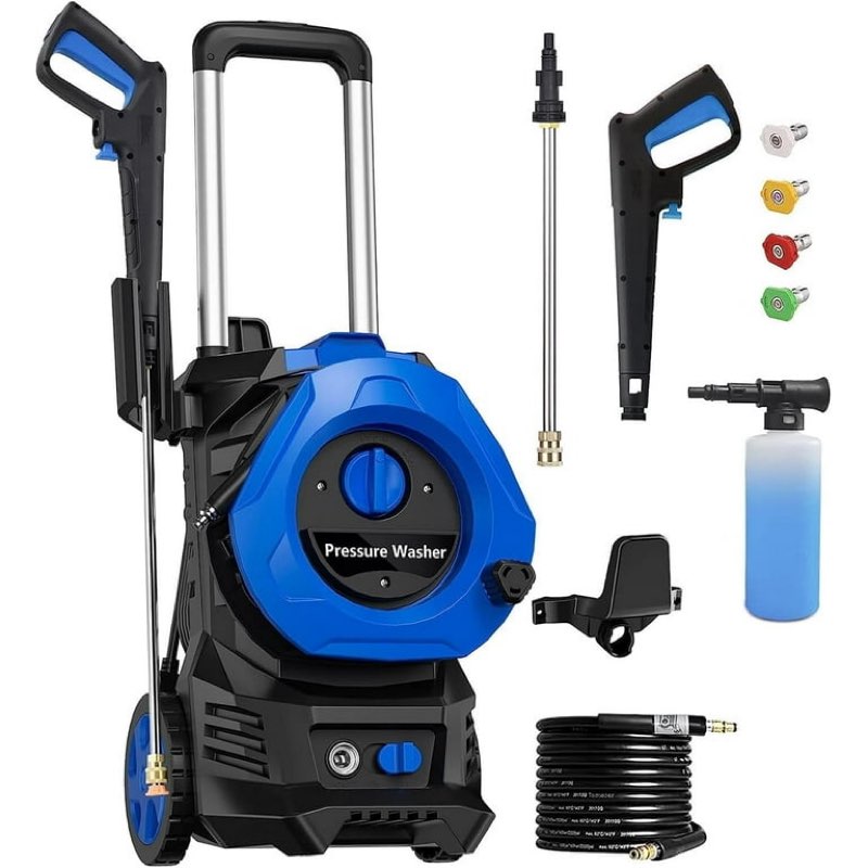 electric pressure washer 4800psi-max 2.9gpm power washer with 25 feet hose,16.4 feet power cord, car wash machine blue ideal cleaning for garden