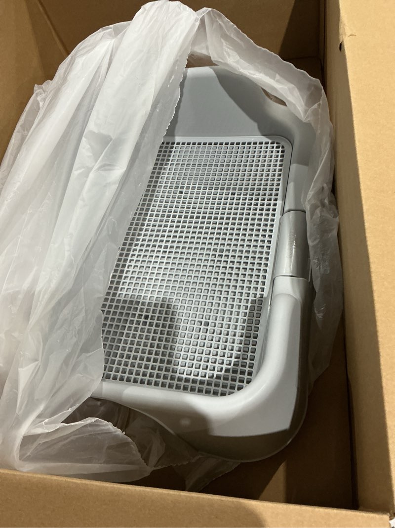 [dogcharge] indoor dog potty tray – with protection wall every side for no leak, spill, accident - keep paws dry and floors clean (tray only, grey) tray only grey