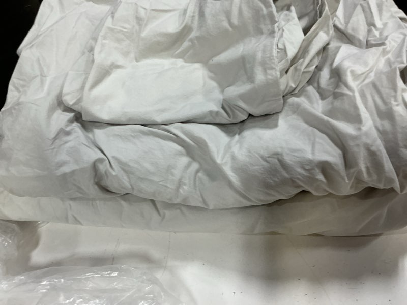 Condition photo showing As Is for organic crisp percale deluxe bedding bundle, king, light grey