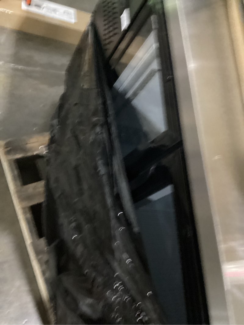 Condition photo showing Good Condition for BODEGACOOLER Commercial Back Bar Cooler with 2 Glass Doors,12 Cu.Ft Stainless Steel Commercial Counter Height Bar Refrigerator,Display Drink Beverage Beer Fridge LED Lighting,SUS304 Top,4 Casters 12 cu.ft black-2 doors (with wheels)