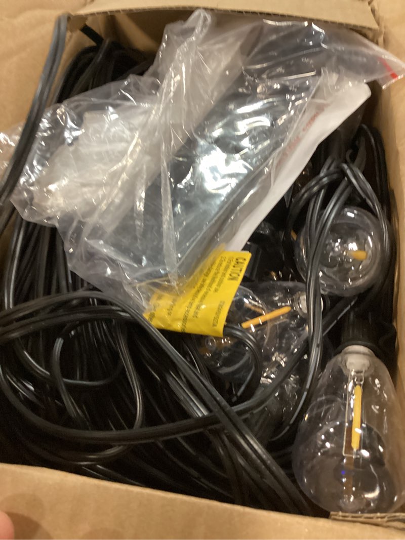 Condition photo showing New/Like New for addlon 100ft led outdoor string lights with remote waterproof patio lights with shatterproof st38 replaceable bulbs, dimmable outside hanging light connectable for porch, backyard 100ft(30 sockets)