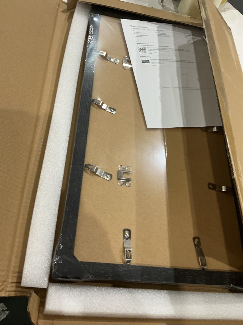 Condition photo showing New/Like New for 10x20 picture frame set of 2, rustic black wood frame with real glass collage frame, display pictures three 5x7 with mat or 10 x 20 without mat - horizontal or vertical wall mounting 10x20 in matted to 3-5x7 rustic black